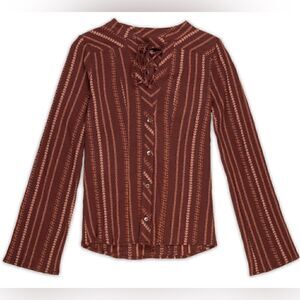 SMKFLWR Burgundy Red Striped Pretty Long Sleeved Top